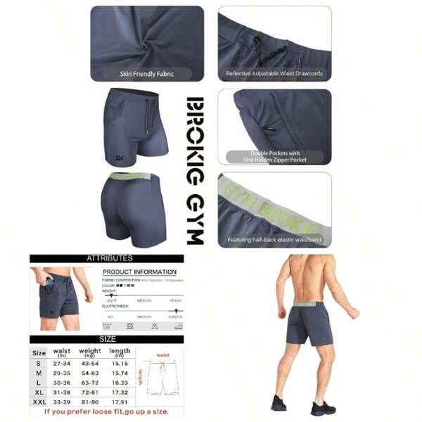 Mens Lightweight Gym Sport Shorts, Running Quick Dry Athletic Workout Shorts Men With Pockets