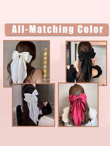 4 piezas Pasadores de pelo con lazos grandes - Adecuados para cabello grueso y fino, pasadores de garra antideslizantes, accesorios para el cabello de niñas, lazos, lazos de cinta, clips de archivo, lazos, decoración para el cabello de fiesta, moda del Día de la Madre, fiesta de todos los días, accesorios para el cabello del Día de San Valentín, pasadores de garra del Día de San Valentín, útiles escolares - Multicolor - View 3
