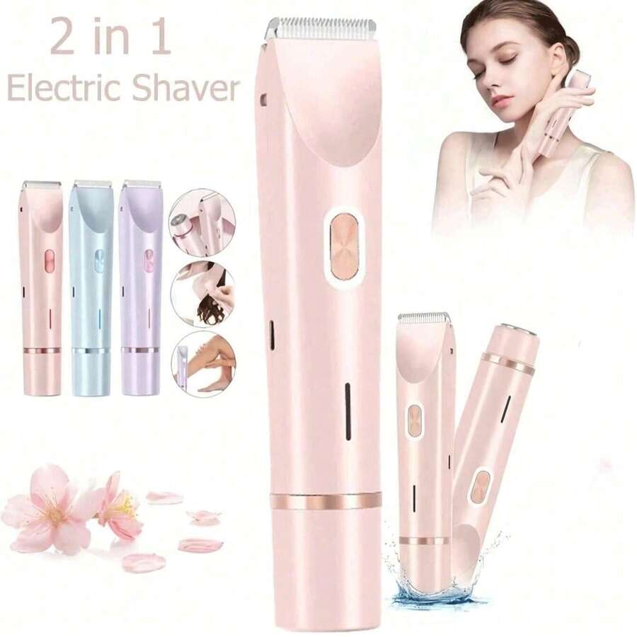 AXH 2-In-1 Women's Electric Shaver & Painless Bikini Trimmer, Wet & Dry Use, Removable Electric Shaver Head - Multicolor - View 1