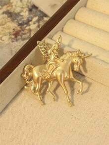1pc Retro Minimalist Spirit Galloping Horse Brooch, Alloy Decorative Clothing Accessory, 3D Horse Year Lapel Pin