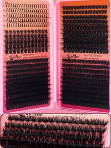 2040PCS/1360PCS/680PCS 80D+100D+120DD Cluster Lashes Kit, High Capacity Individual Lash Clusters, 0.31-0.63 Inch Mixed D-DD Curl Effect, Cat Eye Lashes, Natural Look, Wispy, Soft And Comfortable False Eyelashes, Reusable, DIY Lash Extensions Kit, Beginner-Friendly, Long-Lasting, With Lash Bond & Seal, Tweezers, Lash Brush, Great For Halloween, Christmas, New Year's, Beauty & Health, Personal Care, Festive Glam Beauty. - 黑色 - 查看 7