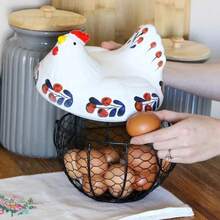 [Funny Design]Metal Egg Basket – Rustic Farmhouse Egg Holder For Kitchen & Dining Decor,Basket,Egg Basket,Kitchen Decor,Cute,Snacks Container Organiser Cherry - Hoa - Xem 5