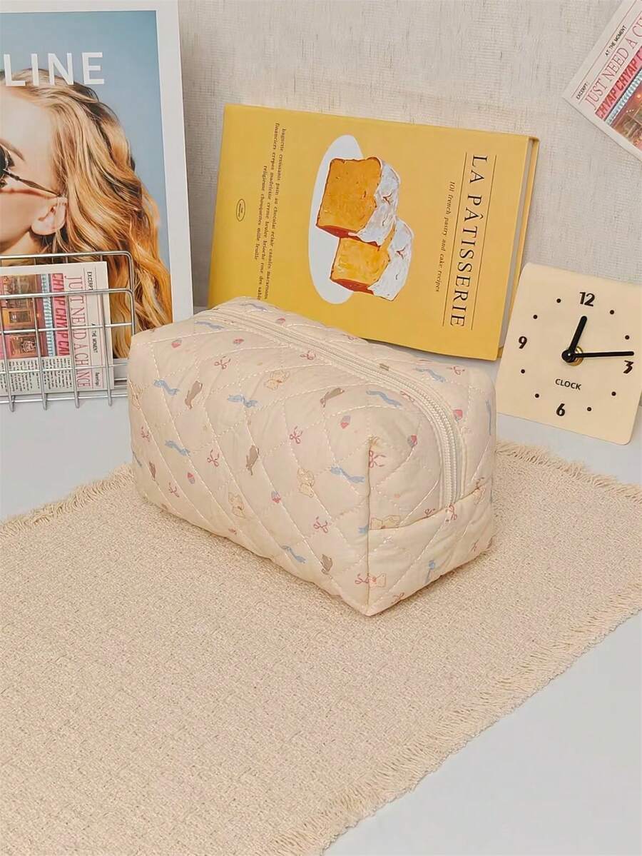 Eine Kosmetiktasche für Frauen mit süßen Cartoon-Mustern, die als Reise-Münzbeutel sowie zur Aufbewahrung von Handy, Medizin, Snacks, Damenbinden, Feuchttüchern und Makeup-Pinseln verwendet werden kann. Das weiche und faltbare Design ist besonders für Frauen und Mädchen geeignet und auch eine ideale Geschenkwahl für Feiertage. - Verschiedenfarbig - Übersicht 1