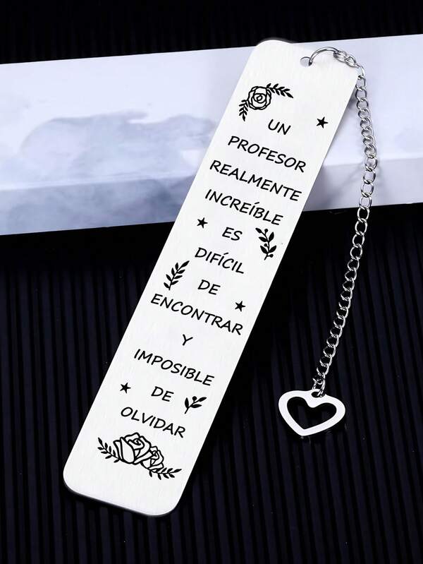 Stainless Steel Teacher Bookmark - "A Truly Amazing Teacher Is Hard To Find & Impossible To Forget" With Heart Charm, Floral Design, Perfect Gift For Teachers, Back To School/Teacher Appreciation Gift