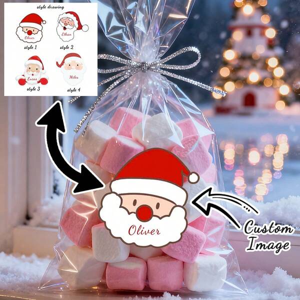 Custom Stickers, Custom Round Stickers, Envelope Seals, Cup Stickers, Box Stickers, Gift Stickers, Gift Message Stickers, Bubble Tea Stickers, Decorative Stickers, Christmas Stickers, Message Stickers, Christmas, Santa Claus, Christmas Tree, Santa Hat, Holiday, Party