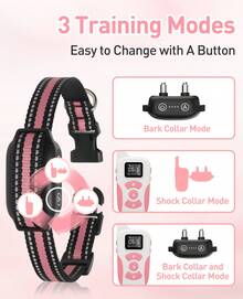 For 2 Dogs Dog Bark Collar With Remote,  Bark And Shock Collar Combo, 3300Ft Dog Training Collar - Auto Anti ,4 Dog Training ModesBark/Beep/Vibration/Shock 4 Modes, Rechargeable,IPX7 Waterproof, Smart E-Collar With 5 Adjustable Levels Of Sensitivity - Mixed Colors - View 7
