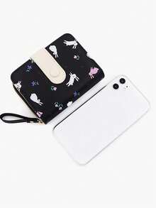 Women's Short Wallet, Snap Coin Purse, Niche Rabbit Design Coin Pouch, Card Holder, High-End Women's Wallet - Multicolor - View 5