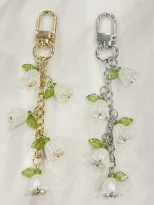 Brelok do kluczy z imitacją pereł w kształcie orchidei z frędzlem, breloczek do kluczy, zawieszka do plecaka, zawieszka do samochodu, etui na słuchawki, prezent dla kobiet. Uroczy brelok do kluczy z łańcuszkiem z pereł w kształcie orchidei, kreatywny brelok z frędzlami, zawieszka do plecaka, ozdoba do torby, prezent urodzinowy/imprezowy, plecak szkolny, akcesoria samochodowe, gotycki Y2k