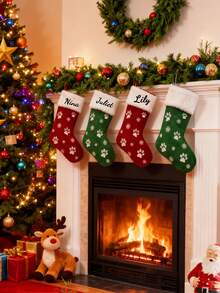 Custom Large Christmas Stocking Gift Bag, Santa Claus Snowman Candy Gift Stocking, Tree Decorations, Family Holiday Christmas Party Decorations, Holiday Gift Storage, Christmas - Multicolor - View 4