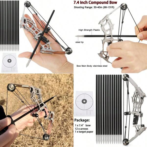 ZSHJGJR 6"/7.4"/7.9"/8.6" Compound Bow And Arrows Set For Target Shooting Hunting Games Pocket Bow Survival Bow Archery Gift