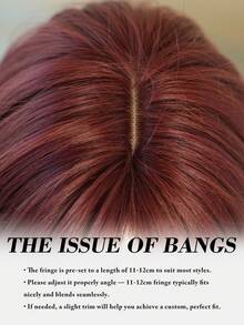 Elegant-24 Inch Layered Raspberry Red Wigs For Women,Long Straight Wigs With Curtain Bangs, High Density Fluffy Synthetic Heat Resistant Fiber Hair Wig For Daily Party Wear, Music Festival Party Use - 酒紅色 - 查看 8