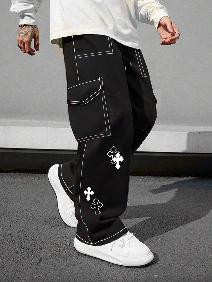 1pc Men's Multi-Pocket Solid Color Slim Fit Cargo Pants, Casual Commuting, Sports Training, Running, Outdoor, Loose Fit, Simple Fashion, Fitness, Jogging, Exercise, Straight Leg, Versatile, Street Style