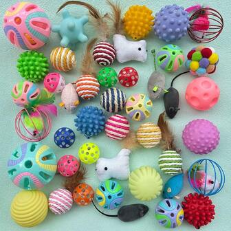 5 st/10 st/20 st/30 st valfria kattleksaker, interaktiva husdjursleksaker, slumpmässig färg