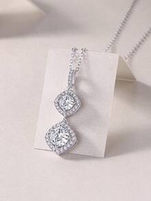 1pc Moissanite Necklace 925 Sterling Silver Women's Pendant Clavicle Chain, Jewelry Decoration For Mother's Day, Valentine's Day, Engagement, Wedding, Anniversary, Birthday, Daily Wear - Style 2 - View 11