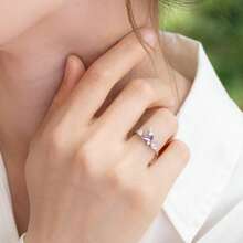 1pc S925 Sterling Silver Luxury Starry Sky Unicorn Design Ring With Sparkling Zirconia, Elegant & High-Quality Jewelry For Women, Ideal Wedding/Engagement Gift - Silver - View 2