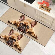 1 pieza Alfombra de cocina, Tapete de cocina con diseño de perro, Diseño de perro amarillo, Absorbente y antideslizante, Adecuado para granja, entrada, interior, decoración de habitaciones, cocina, comedor, oficina pequeña/oficina en casa, fregadero, lavandería - Multicolor - Ver 2