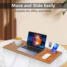 Premium PU Leather 3 - In - 1 Mouse Pad With Phone Stand And Pen Holders, 9.7x7. Inches Organizer Desk Reception Counters And Home Office Black 1Pack - 1包+棕色 - 查看 4