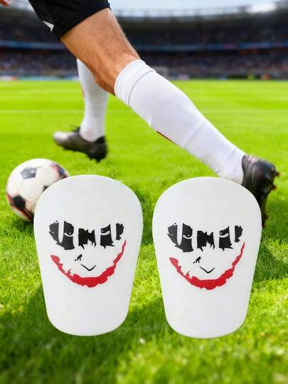 1 par de caneleiras de futebol anti-impacto com estampa de rosto fantasma em material ABS tamanho mini, joelheiras profissionais para futebol