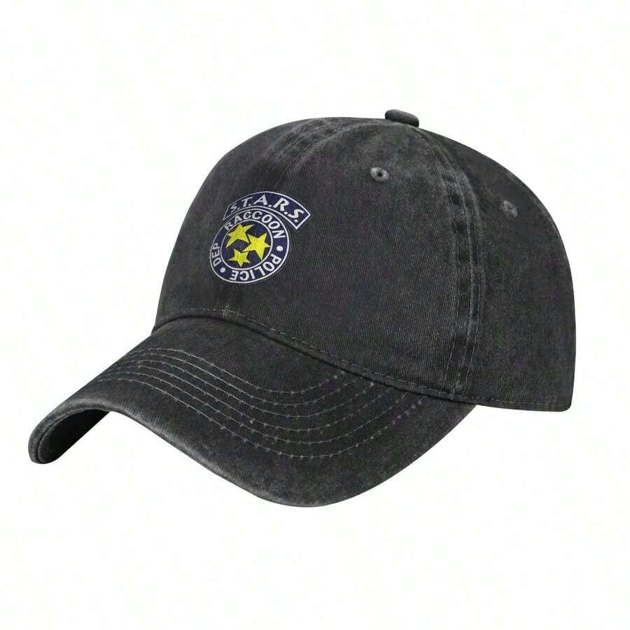 Stars Logo Baseball Cap Residents Evils Game Men Baseball Caps Denim Hats Vintage Outdoor Summer Adjustable Fit Snapback Cap - màu đen - Xem 1