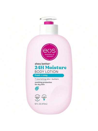 Eos Shea Better Body Lotion- Fresh & Cozy, 24-Hour Moisture Skin Care, Lightweight & Non-Greasy, Made With Natural Shea, Vegan, 16 Fl Oz (Pack Of 1)
