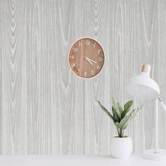 1 Rulo Kendinden Yapışkanlı Duvar Kağıdı, Gri Ahşap Desenli, Soyulup Yapıştırılabilir, Su Geçirmez ve Çıkarılabilir, Oturma Odası, Mutfak, Yatak Odası, Yurt, Mobilya Yenileme İçin Uygun, Sonbahar Estetiği Duvar Kağıdı