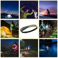 1pc Multi-Function COB Headlamp Sensor LED Strip Headlight, Rechargeable Work Light Suitable For Hiking, Running, Cycling - 彩色 - 查看 10