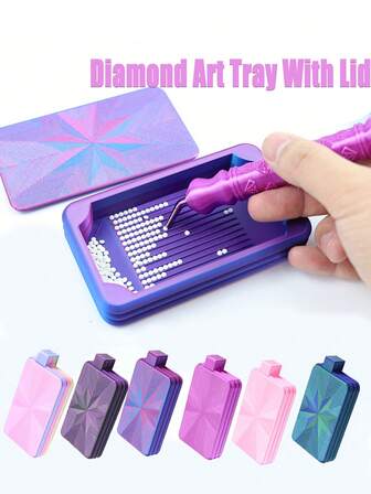 Nytt diamantmålningsfack med lock, förvaringsfack och lock för diamantmålning, snabb och jämn placering av diamanter, lämplig för gör-det-själv-entusiaster