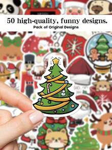 50 Stücke Weihnachts-Aufkleber für Feiertagsdekoration, Scrapbooking, Handyhülle, Notizbuch, Trinkflasche