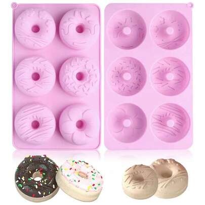 Christmas Pink Silicone Donut Mold – Non-Stick, Doughnut Baking Pan, Dishwasher And Microwave , Oven , Heat Resistant, Perfect For Donut Cake Biscuit Bagels