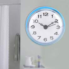 AYNEFY Reloj de Pared para baño, Impermeable, antivaho, Redondo, con Esfera Digital árabe, con Ventosa, para Espejo de Pared, para decoración del hogar (Rojo) - azul - Ver 4
