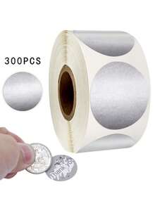 300张/卷 新款DIY刮刮贴纸 – DIY刮刮标签贴纸，适用于派对活动礼品文具贴纸、促销代码、婚礼游戏、派对礼品、奖品奖励、圆形（银色/金色/玫瑰金） - 彩色 - 查看 7