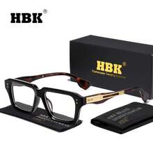 HBK 男士商务光学眼镜金属镜腿方形日常装饰眼镜框男女商务、摄影道具和礼品 - K40549 - 查看 12