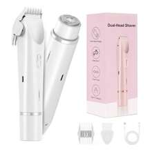 女士比基尼修剪器，女士双头毛发修剪器，二合一比基尼剃须刀，带陶瓷刀头和 Type-C 充电端口，女士阴毛、腋毛、腿毛、手臂毛、脸毛电动剃须刀