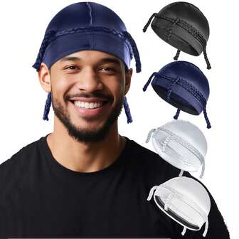 1pc 360° Wavy Curling Hair Cap, Breathable Compression Sleep Cap, Men's Elastic Hair Care Cap (1 Set), Braided Style