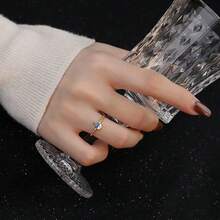 1pc S925 Sterling Silver Luxury Blue Water Drop Twist Design Ring With Shiny Zirconia Stone, Elegant Quality Jewelry For Women, High-Quality Wedding/Engagement Wear, Exquisite Gift For Loved One - Yellow Gold - View 2