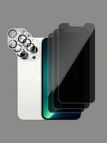 Bộ 6 món, tương thích với các dòng máy Apple: 3 miếng dán màn hình cường lực chống nhìn trộm + 3 miếng dán bảo vệ ống kính camera 3D, độ phân giải cao 1:1, chống trầy xước, chống vỡ, bền bỉ, tương thích với tất cả các dòng X/XR/11/12/13/14/15/16/16 Pro/16 Plus/16 Pro Max/16e/17/17 Air/17 Pro/17 Pro Max. - màu đen - Xem 8