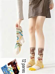 Fairycore Calcetines de media caña con estampado completo de moda creativa y personalizada para mujer. - Multicolor - Ver 4