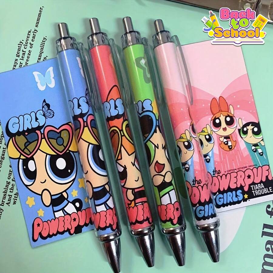 4支装飞天小女警圆珠笔，笔身印有可爱的卡通人物图案。按压式出笔机制，是派对礼品、办公用品和学校奖励的理想之选。 - 彩色 - 查看 1