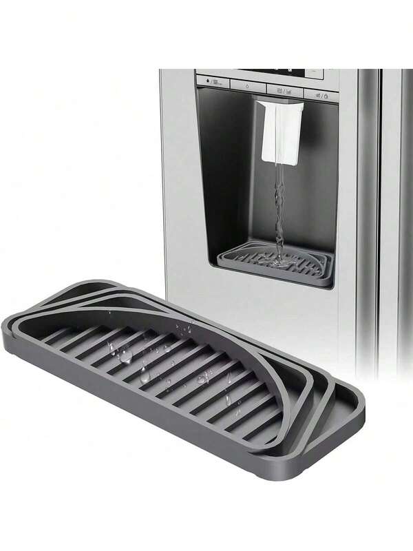 Universal Refrigerator Drip Tray For Water & Ice Dispenser - Multi-Size Cuttable, Leak-Proof Silicone Drip Catcher, Easy To Clean, Fits Most Fridges, Keep Your Kitchen Tidy (2 Colors Available)