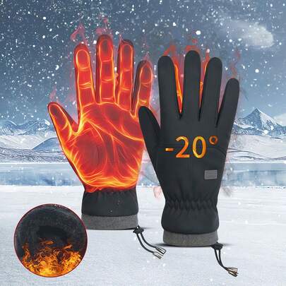 冬季滑雪手套、户外骑行手套、保暖触屏手套、防水防风加厚雪地手套，男女通用，适合寒冷天气下的滑雪、跑步、驾驶、徒步旅行、单板滑雪等活动