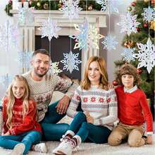 Decoración navideña de copos de nieve, 6 uds., adornos colgantes de copos de nieve de papel 3D para árbol de Navidad, decoración del hogar de Año Nuevo del país de las Maravillas de invierno - Azul - Ver 7