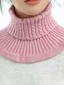 1pc Women Solid Color Knitted Neck Warmer, Knitted High Collar Scarf With Floral Trim, Thick Warm Neck Gaiter For Autumn/Winter, Multiple Colors Available, Casual & Versatile For Dress - Multicolor - View 18