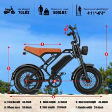 TERROSR Electric Bike - Heavy-Duty All-Terrain 16" Tire Electric Mountain Bike With 740W Motor, 48V 13Ah Removable Battery, 5-Speed Alloy Frame (27.9MPH Top Speed) - Ideal For Dirt, Trail, Commute, Mountain Riding - E-Bike, Bicycle For Women, Bicycle For Men - 48V13AH - View 9