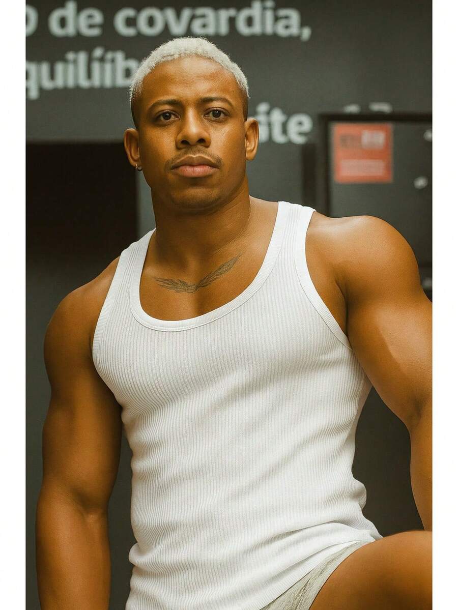 Basic American Ribbed Tank Top - Blanc - Voir 1