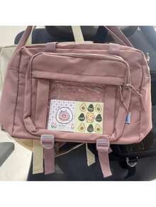 Large Transparent Shoulder Bag, Crossbody Bag, Tote Bag For Japanese High School Girl JK Style - Pink - View 9