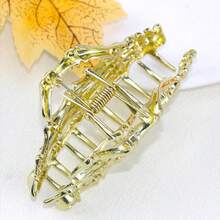 1 Piece Gothic Black Hair Clip Silver Tone Metal Claw Skeleton Skull Design Hair Accessories For Women Men Alternative Fashion Punk Grunge Style Cosplay Concert Rave Halloween Party Gift - 金色 - 查看 6