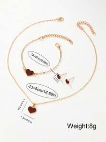 一套母亲节女士手表套装，时尚优雅的圆形石英表，搭配心形吊坠项链、耳环、戒指和手链。这套首饰套装适合日常佩戴、生日礼物、返校季、感恩节和浪漫场合，是最佳选择（不含礼盒）。 - 棕色 - 查看 7