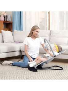 Baby Bouncer,Baby Swing, Portable Baby Bouncer Seat For Babies 0-18 Months, 3 Modes Of Use With Rocker And Stationary Options, Infant Rocker Chair With Hanging Toys,Baby's Birthday Gifts And Christmas Gifts,Comfort Rocking Chair,Hands Free Mom,For Infants And Toddlers, Baby Bouncer Seat, Baby Comfort Seat, Comfortable Baby Item, Soft,Newborn Gift,Baby Christmas Gift - 淺灰色 - 查看 3