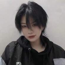 8inch Black Short Straight Wig, Adjustable Clip-On, High Temperature Fiber, Suitable For Daily Wear, Cosplay, Masquerade, Holiday Parties, Full Head Wig - Black - View 2