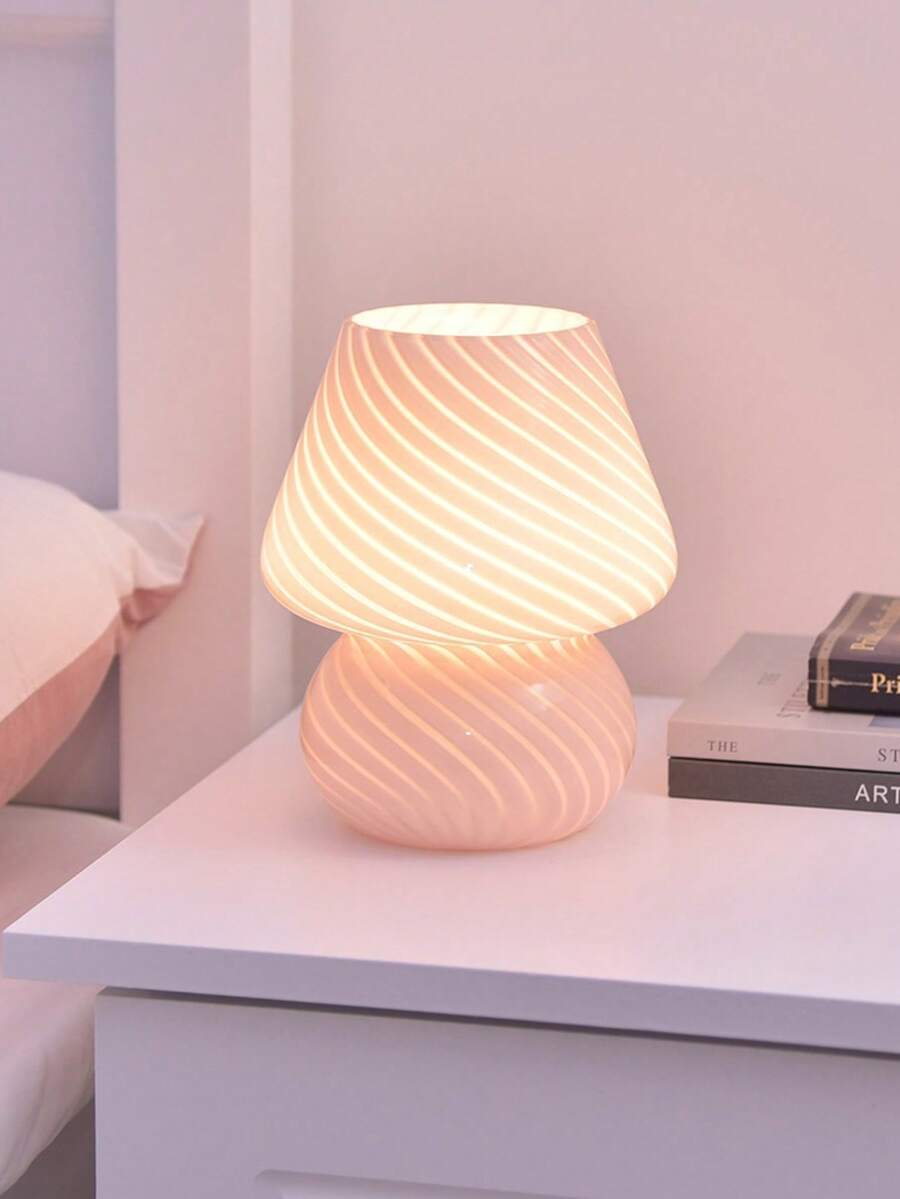 Lámpara de mesa LED con forma de hongo de vidrio ámbar moderno, lámpara de escritorio con efecto de ondas de agua alimentada por USB para dormitorio y mesita de noche - Unitalla - Ver 1